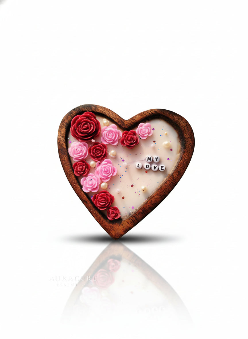 Personalized Wooden Heart Candle 4x4 inch