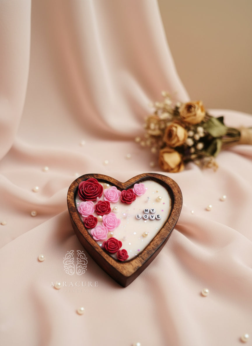Personalized Wooden Heart Candle 4x4 inch
