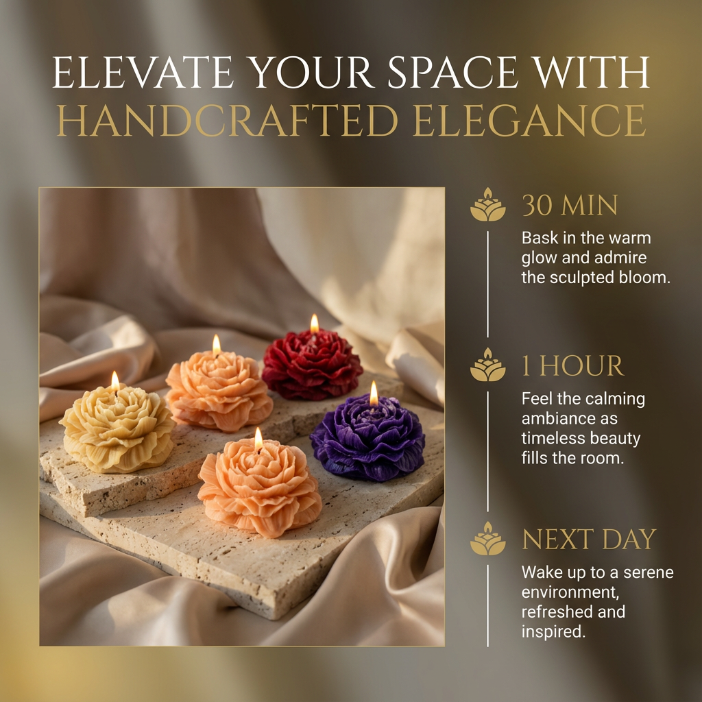 Peony Bloom Candle, Pack of 2