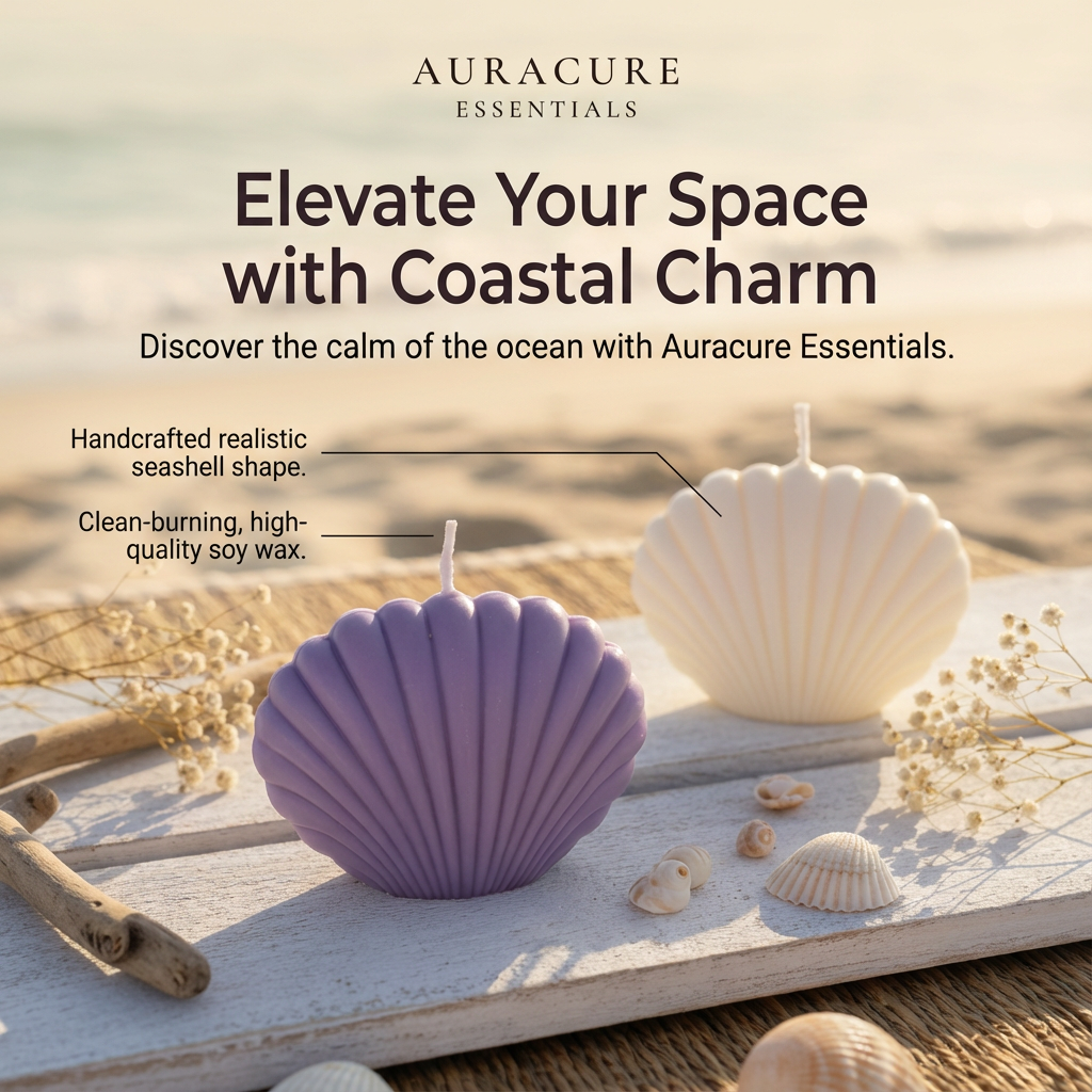 Coastal Seashell Soy Candle, Pack of 2