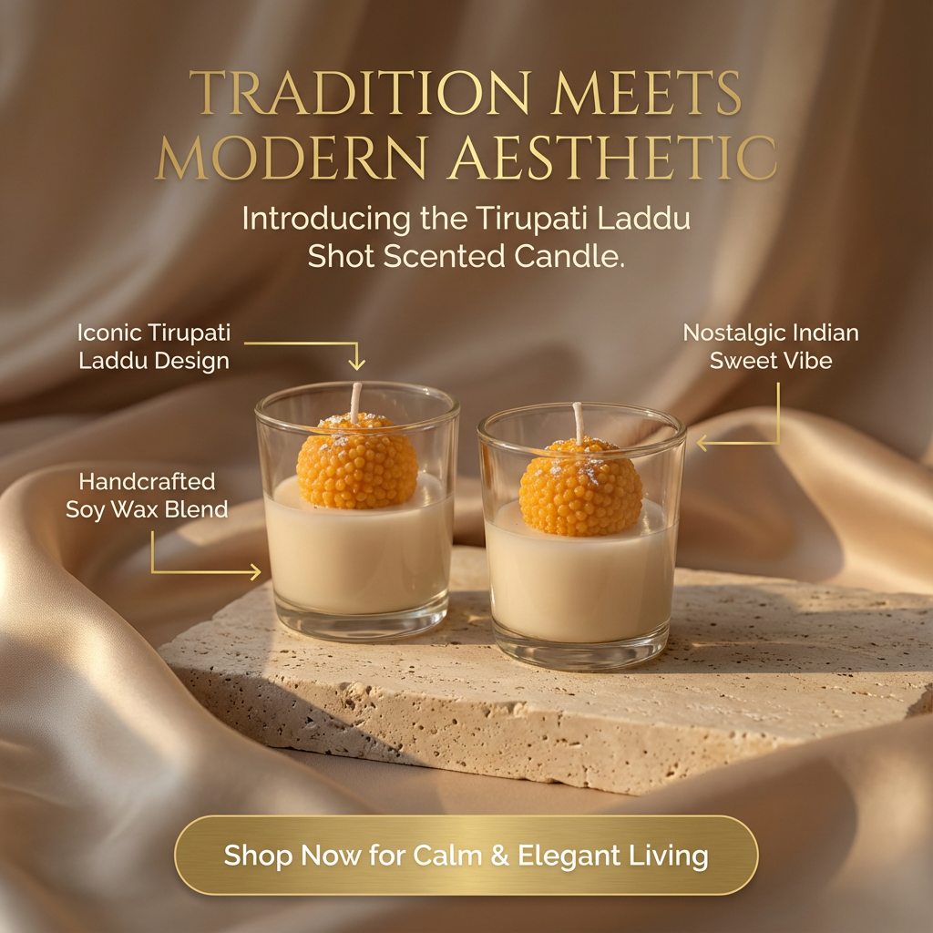 Tirupati Laddu Shot Scented Glass Candle, Pack of 2