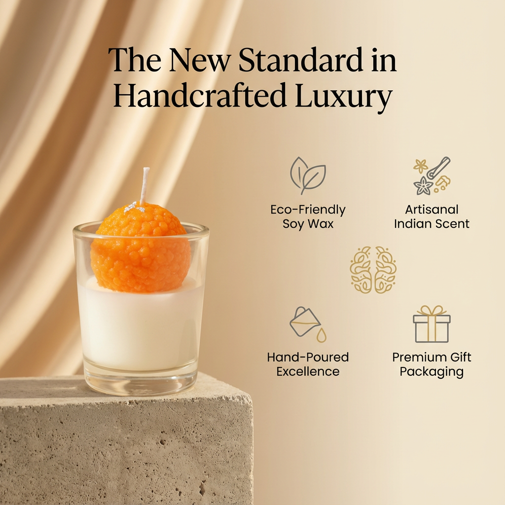 Tirupati Laddu Shot Scented Glass Candle, Pack of 2