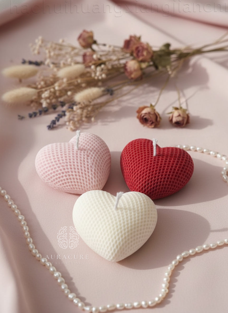 Cute Waffle Heart Candle, Pack of 5