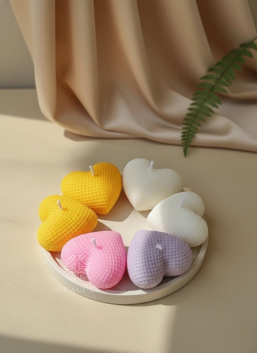 Cute Waffle Heart Candle, Pack of 5