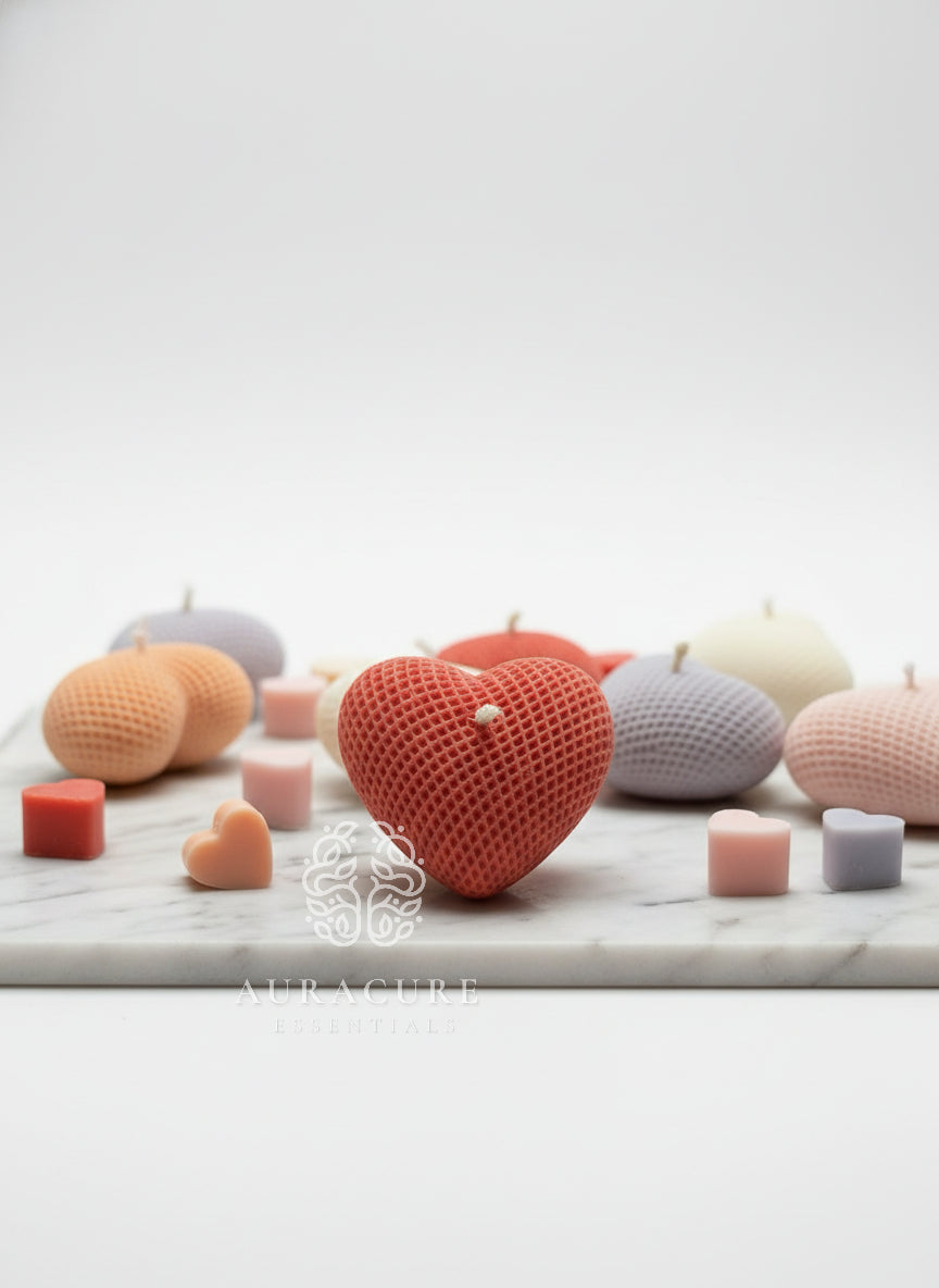 Cute Waffle Heart Candle, Pack of 5