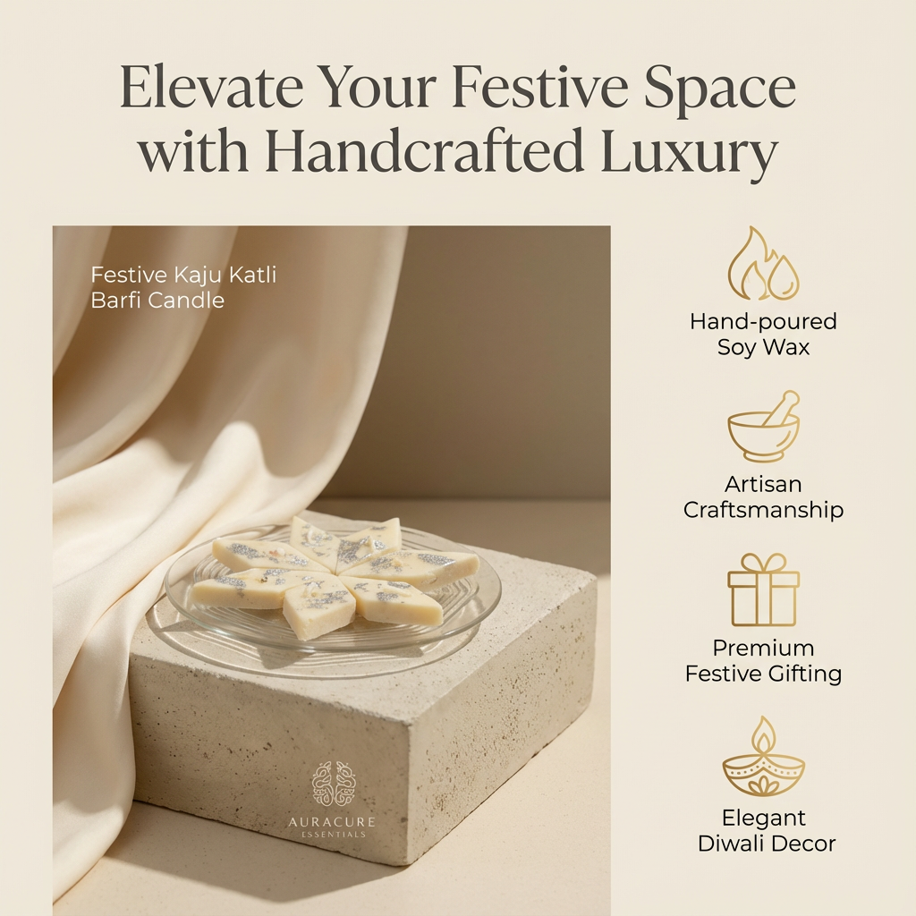 Festive Kaju Katli Barfi Candle