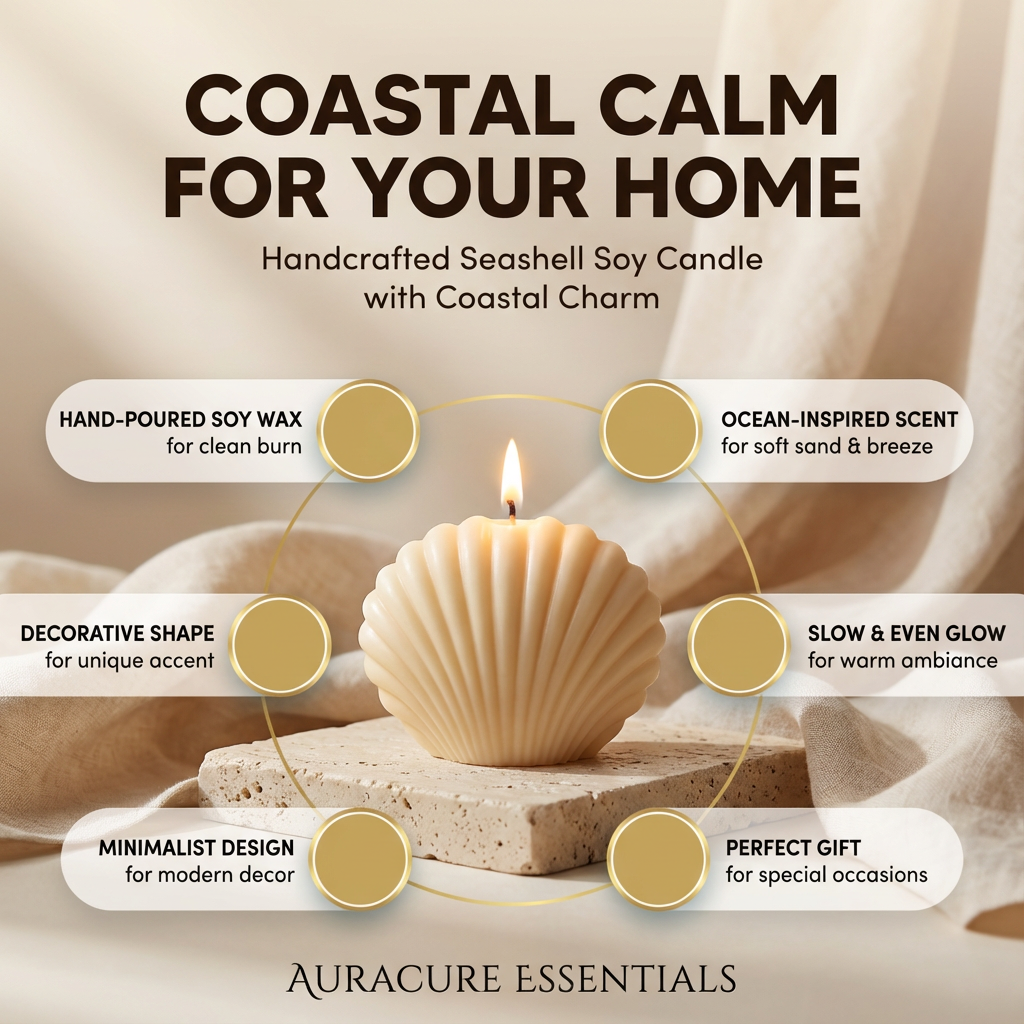 Coastal Seashell Soy Candle, Pack of 2