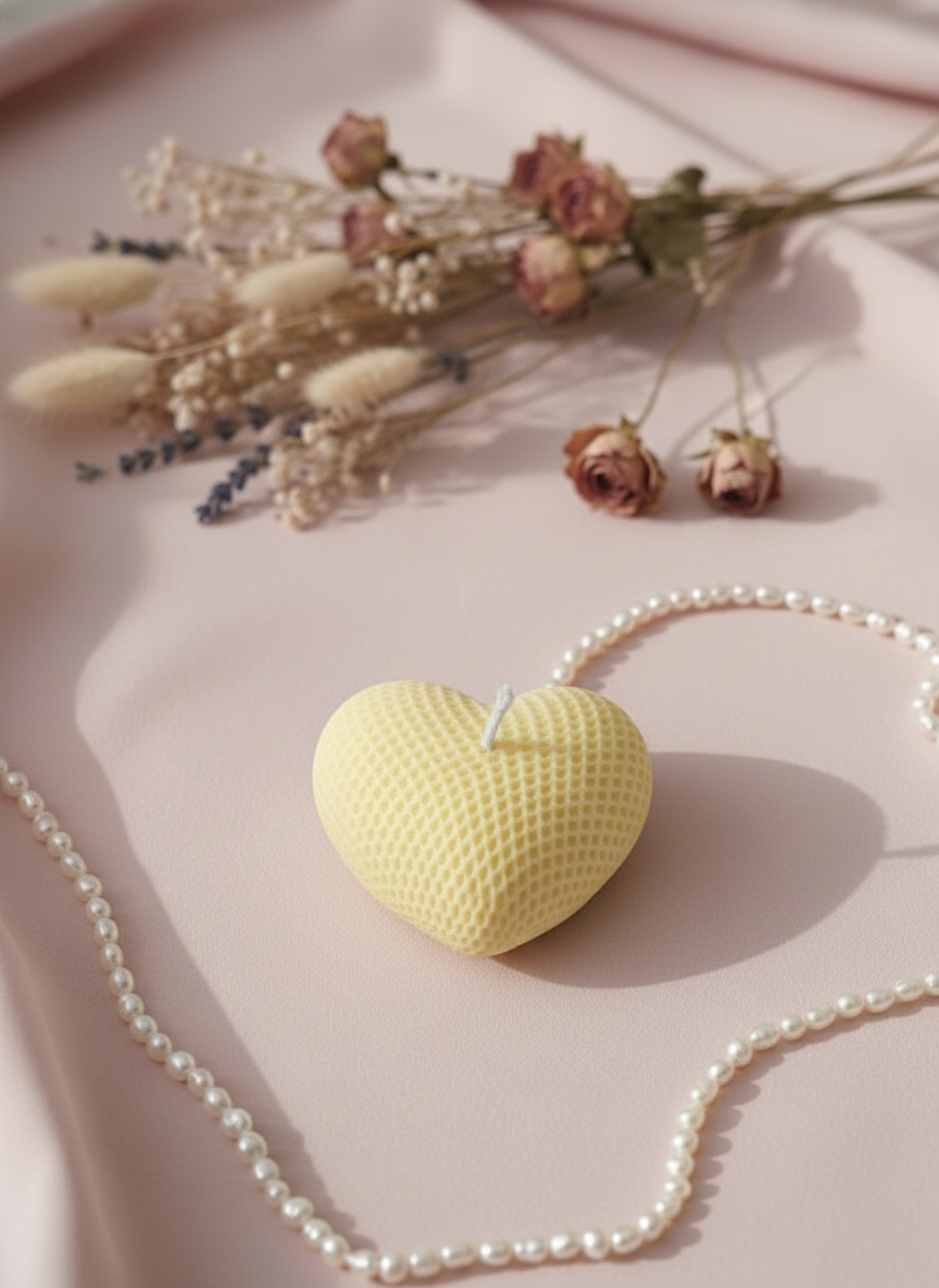 Cute Waffle Heart Candle, Pack of 5