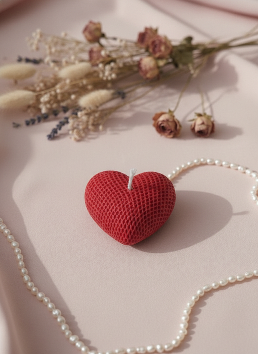 Cute Waffle Heart Candle, Pack of 5