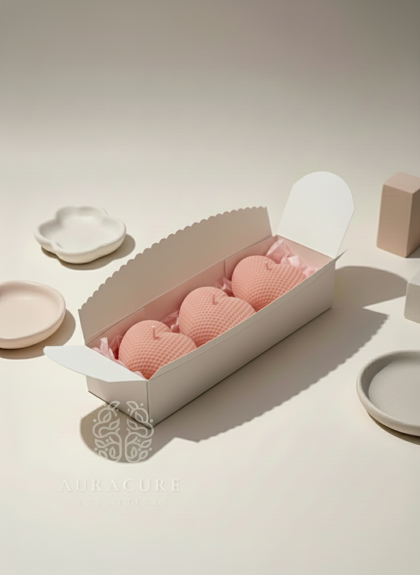 Cute Waffle Heart Candle, Pack of 5