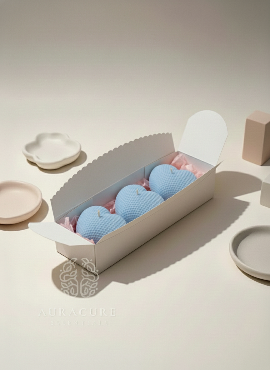 Cute Waffle Heart Candle, Pack of 5