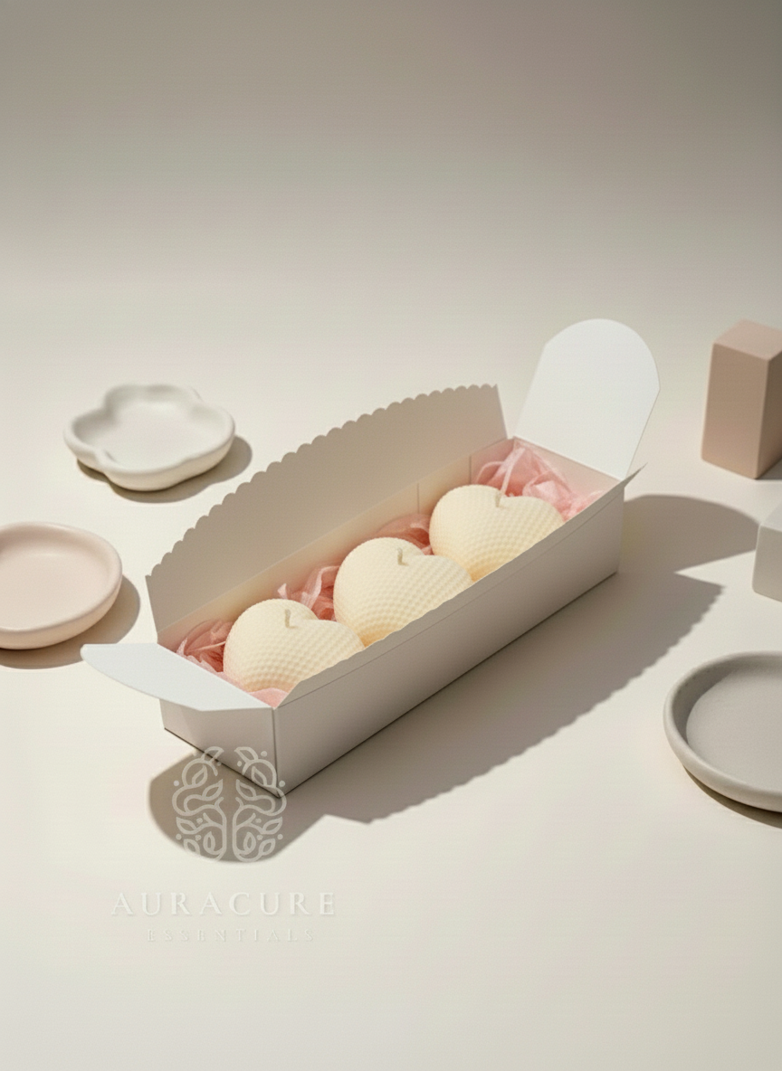 Cute Waffle Heart Candle, Pack of 5