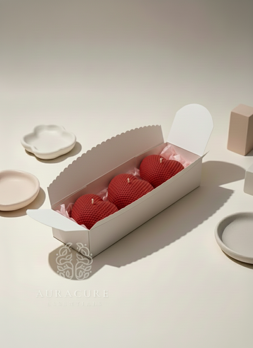 Cute Waffle Heart Candle, Pack of 5