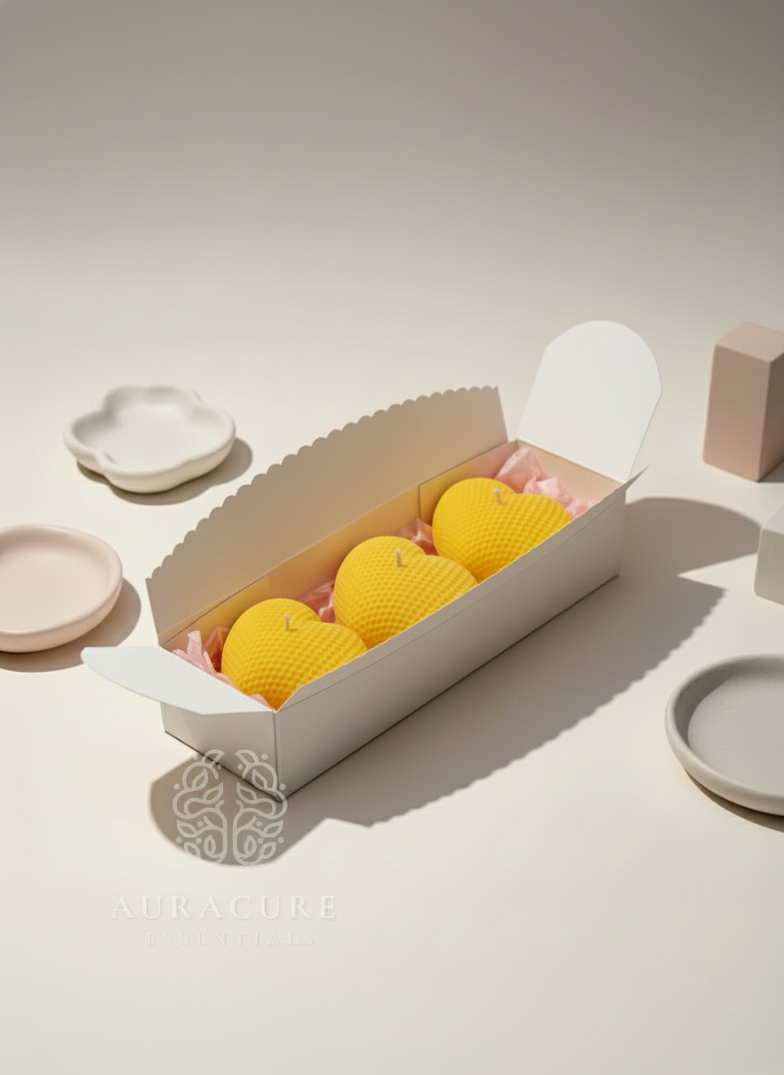 Cute Waffle Heart Candle, Pack of 5