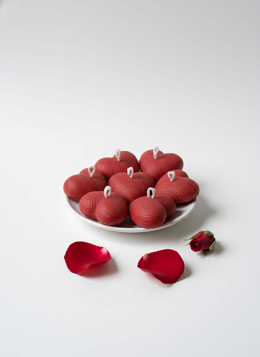 Cute Waffle Heart Candle, Pack of 5