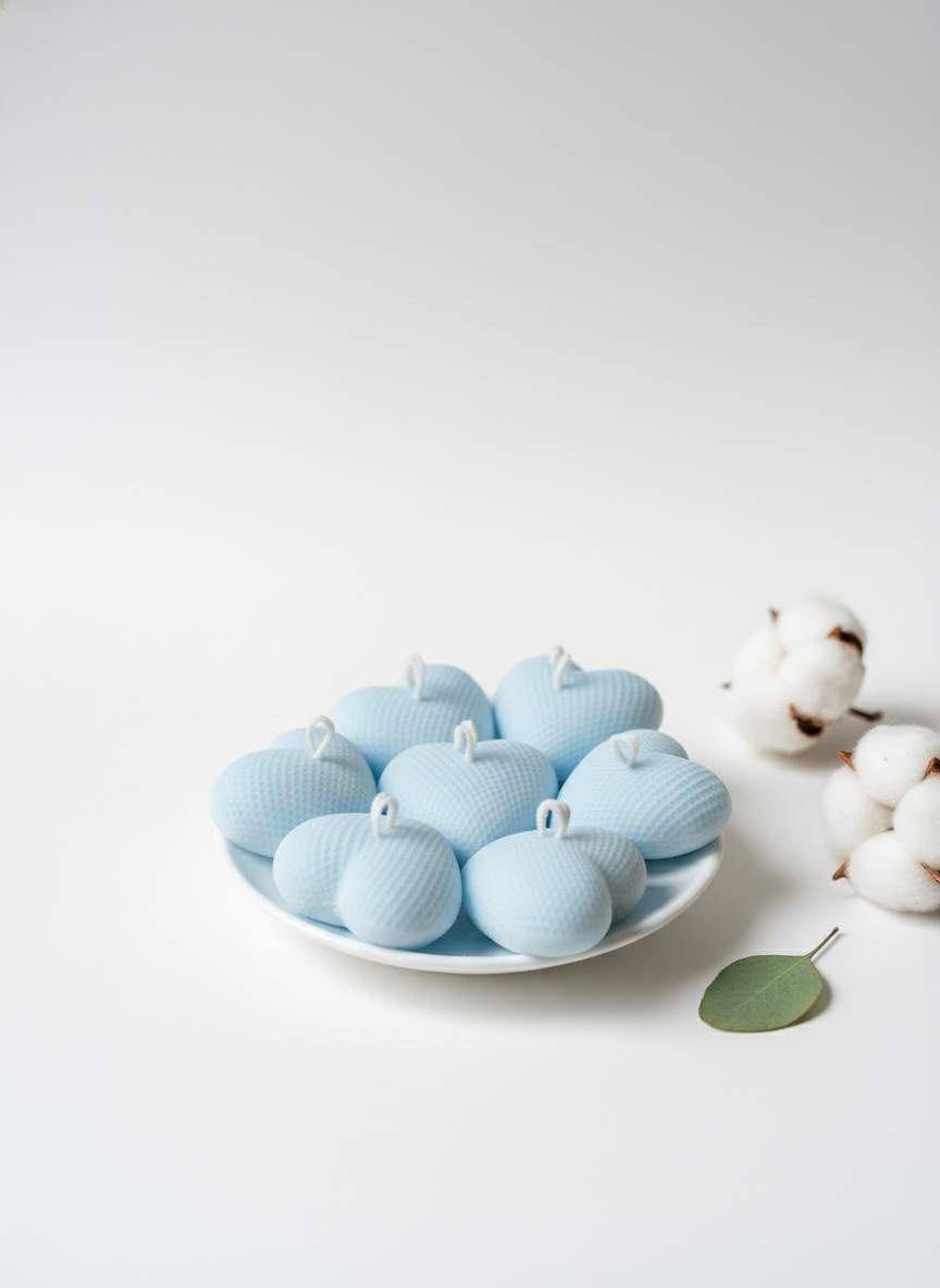 Cute Waffle Heart Candle, Pack of 5