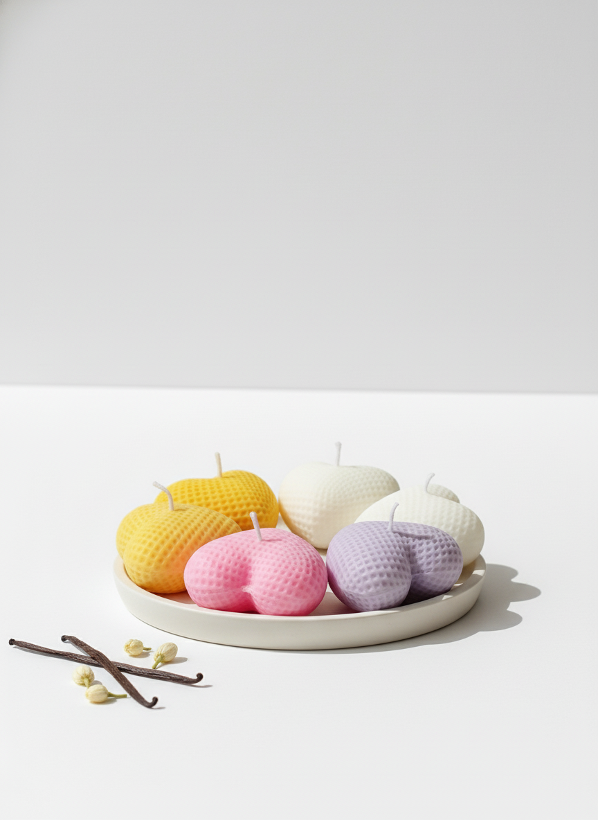 Cute Waffle Heart Candle, Pack of 5