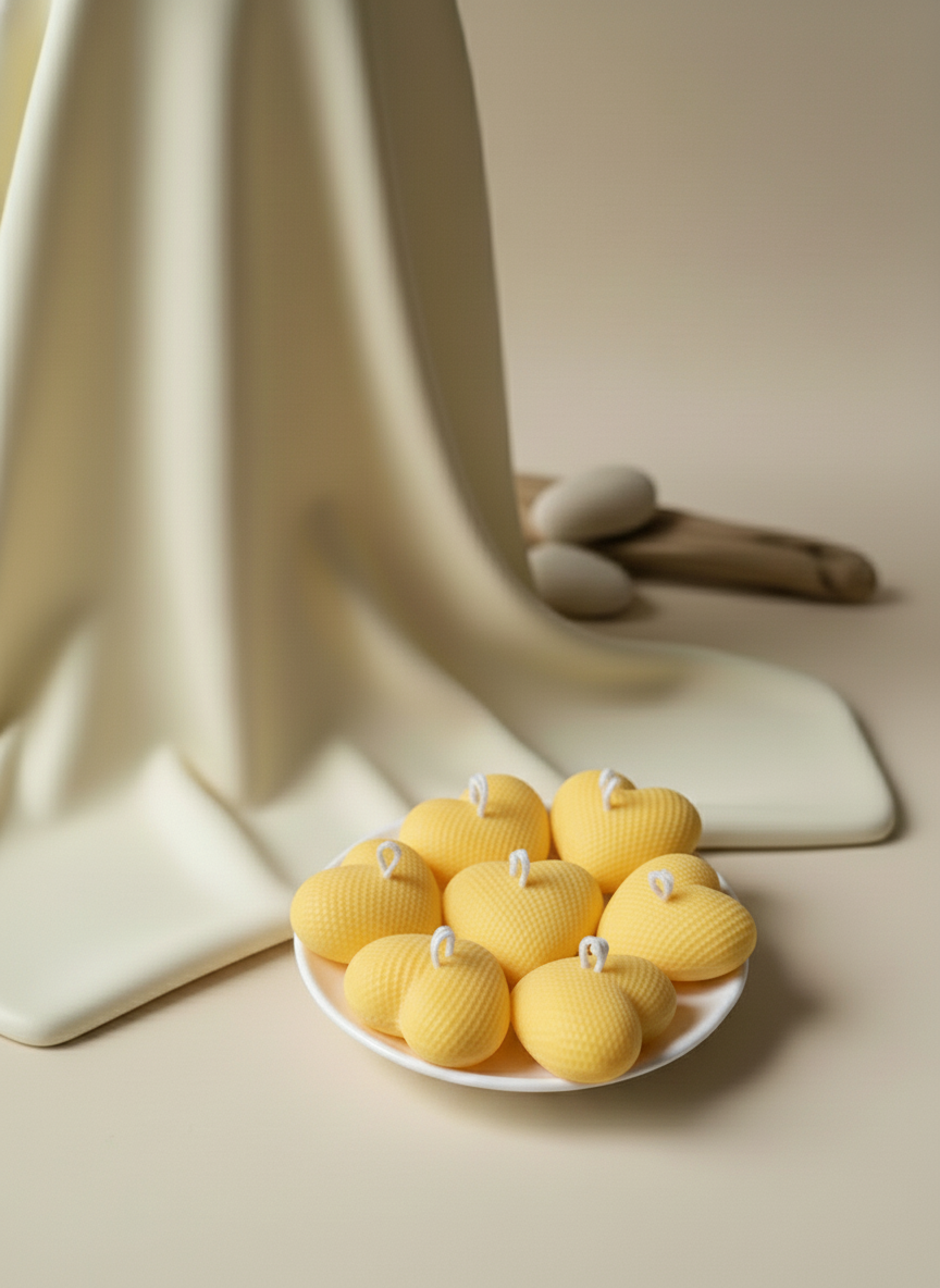 Cute Waffle Heart Candle, Pack of 5