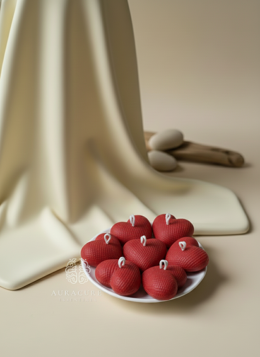 Cute Waffle Heart Candle, Pack of 5