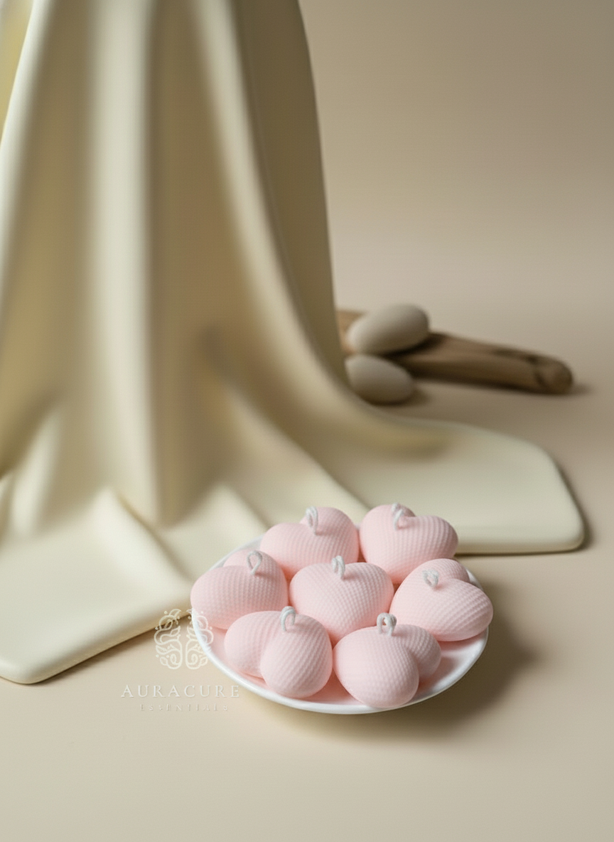 Cute Waffle Heart Candle, Pack of 5