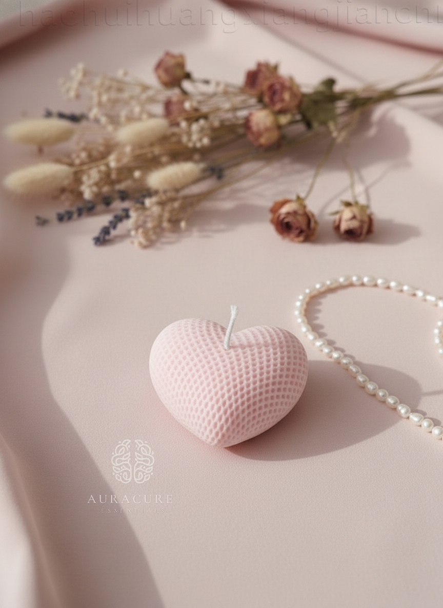 Cute Waffle Heart Candle, Pack of 5