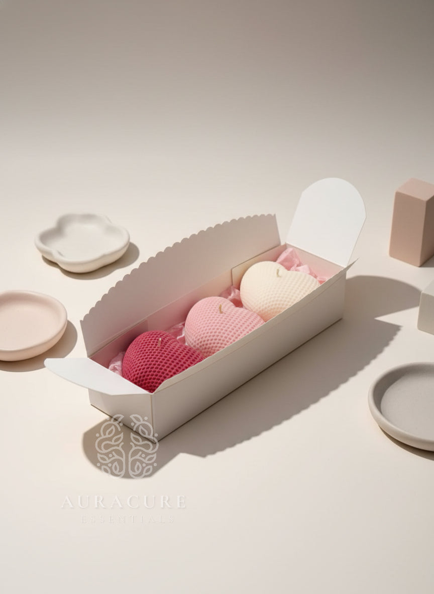 Cute Waffle Heart Candle, Pack of 5