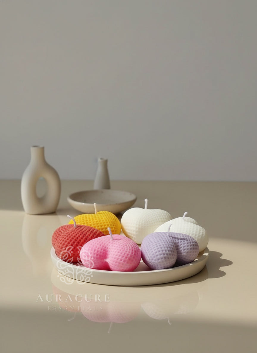 Cute Waffle Heart Candle, Pack of 5