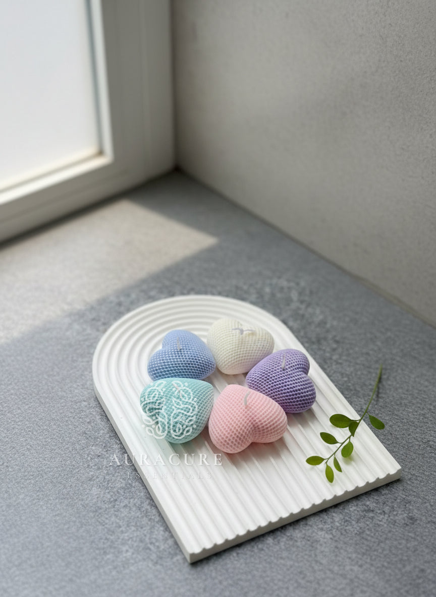 Cute Waffle Heart Candle, Pack of 5